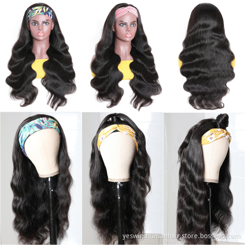 Wholesale Straight Raw Indian Virgin Cuticle Aligned Human Hair Headband Wig None Lace Wig Human Hair For Black Women Vendor